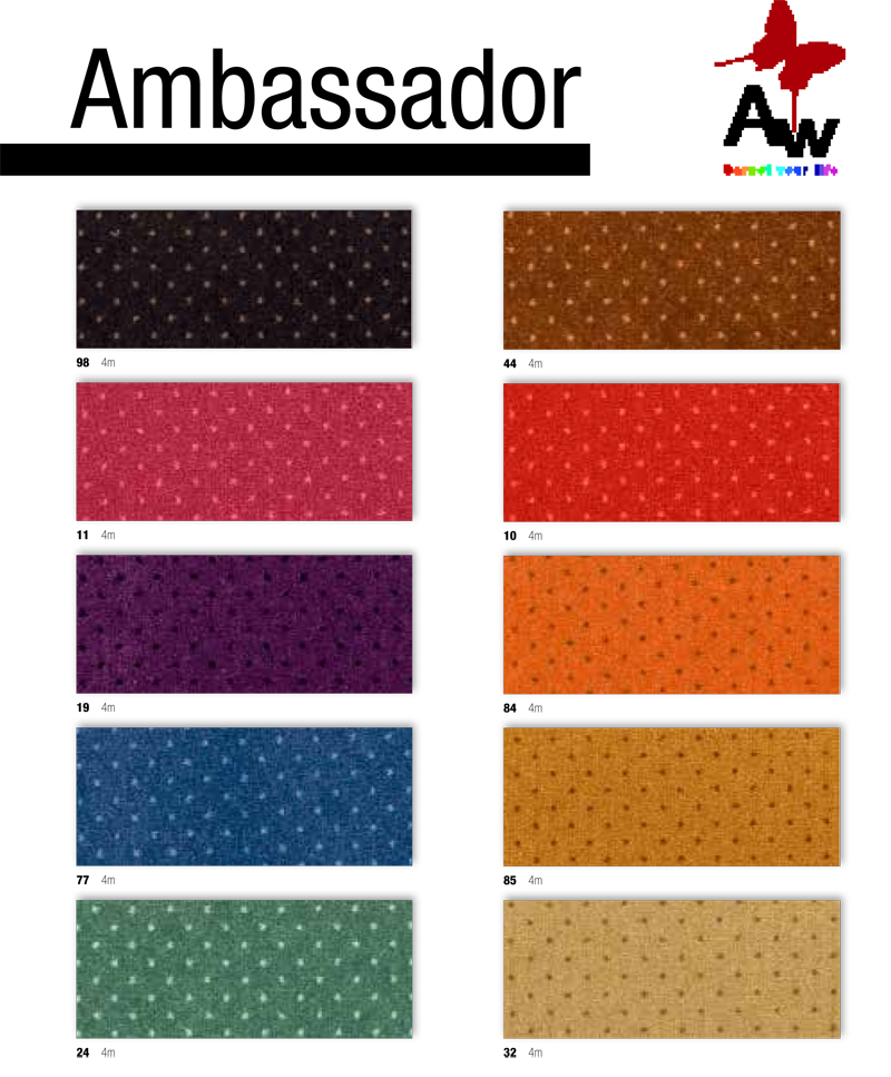 Wykładzina dywanowa AMBASSADOR marki AW. <br>Cena 14,50 EUR/m2.